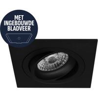 Spot Armatuur GU10 - Pragmi Circuit - GU10 Inbouwspot met Bladveren - Vierkant - Kantelbaar - Zwart - Aluminium - 92mm