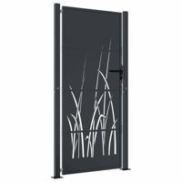 vidaXL Poort 105x205 cm met grasontwerp staal antracietkleurig - thumbnail