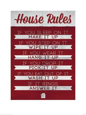 Kunstdruk House Rules 60x80cm