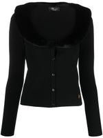 Blumarine cardigan à col en fourrure artificielle - Noir