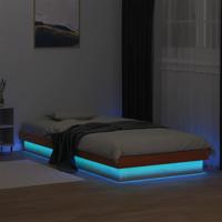 Bedframe met LED massief grenenhout wasbruin 100x200 cm - thumbnail