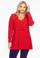 Yoek Tuniek flare met ruches | Rood | Maat 50/52