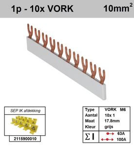 SEP Verdeelkam 1f Vork 10p 18mm grijs F01010G06