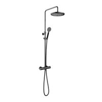 Hotbath Cobber thermostatische regendoucheset met 30cm ronde hoofddouche ronde handdouche zwart chroom SDS9BK15