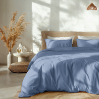 Dekbedovertrek Percale Katoen Uni Blauw Effen 200x200 Cm Dreamhouse - Dekbed-Discounter.nl