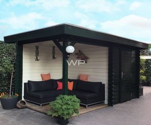 Woodpro Friesland Tuinhuis 400x200 cm 28 mm vuren blank- Plat dak- Onbehandeld vurenhout- Woodpro