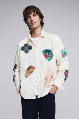 Patchwork mozaïek overhemd - WHITE - XL Patchwork mozaïek overhemd - WHITE - XL