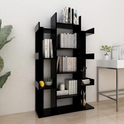 Boekenkast 86x25,5x140 cm bewerkt hout zwart