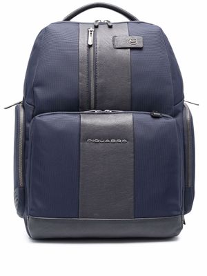 PIQUADRO sac à dos bicolore à design à empiècements - Bleu