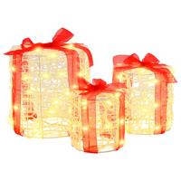 Decoratie voor Geschenkdoos 3 pcs Warmwit 20 x 20 x 21 cm Acryl Decoratie voor Geschenkdoos 3 pcs Warmwit 20 x 20 x 21 cm Acryl