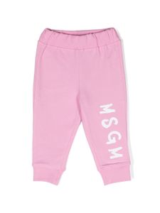 MSGM Kids pantalon de jogging à logo imprimé - Rose