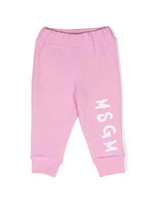 MSGM Kids pantalon de jogging à logo imprimé - Rose