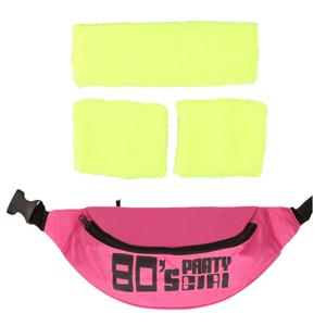 Foute 80s/90s party verkleed accessoire set - neon geel - jaren 80/90 thema feestje