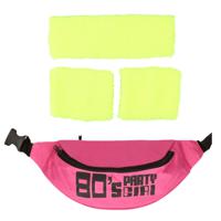 Foute 80s/90s party verkleed accessoire set - neon geel - jaren 80/90 thema feestje