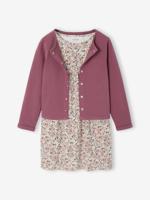 Set met vest en bloemenjurk meisje zachtpaars