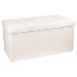 Poef/Hocker - opbergbox - beige - kunststof/mdf - 76 x 38 x 38 cm - opvouwbaar