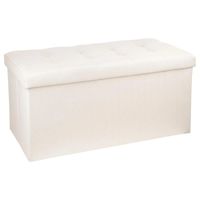 Poef/Hocker - opbergbox - beige - kunststof/mdf - 76 x 38 x 38 cm - opvouwbaar - thumbnail