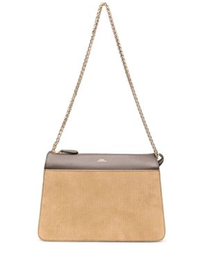 A.P.C. sac Ella en cuir à empiècement côtelé - Marron