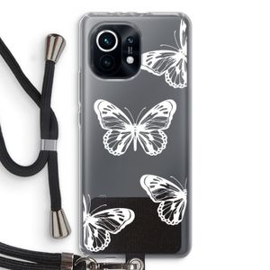 White butterfly: Xiaomi Mi 11 Transparant Hoesje met koord