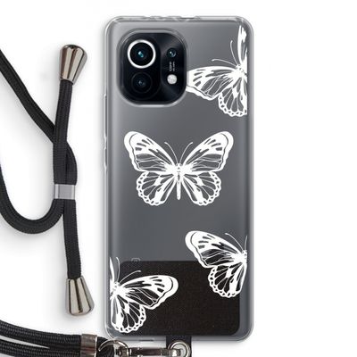 White butterfly: Xiaomi Mi 11 Transparant Hoesje met koord