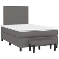 Boxspring met matras kunstleer grijs 120x190 cm Boxspring met matras kunstleer grijs 120x190 cm