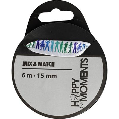 Creativ Company Satijnlint met print, b: 15 mm, lichtblauw, 6 m/ 1 rol
