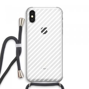 Strepen zwart-wit: iPhone XS Max Transparant Hoesje met koord