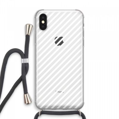 Strepen zwart-wit: iPhone XS Max Transparant Hoesje met koord