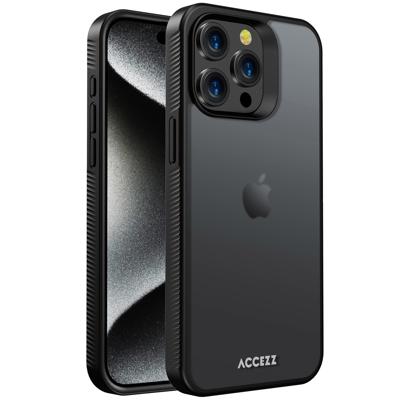 AccezzRugged Frosted Backcover iPhone 15 Pro Max Telefoonhoesje Zwart