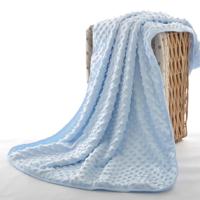Lente en herfst Double Layer baby gebreid fleece deken beddengoed (blauw)