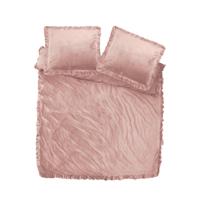 Dekbedovertrek Velvet Ruffles - Eenpersoons (140x200 cm) - Roze Polyester-katoen - Dessin: Effen - Dreamhouse - Dekbed-Discounter.nl