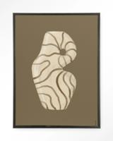 Urban Cotton Wandkleed 'Vivid Vase 09' 80 x 110cm in Floating Frame - black