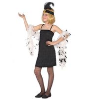 Flapper franje verkleed kostuum/jurkje zwart voor meisjes