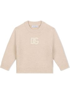 Dolce & Gabbana Kids pull à patch logo - Tons neutres