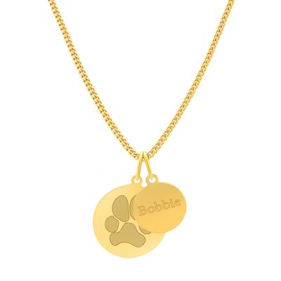 Pootdruk ketting met dubbele bedel - Stainless steel - Goud