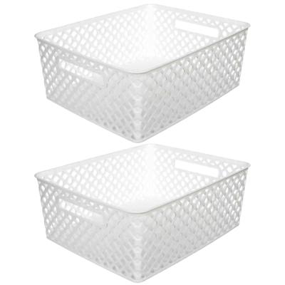 5Five Opbergmand/box van kunststof - 2x - wit - 29 x 35 x 13 cm - 11 liter