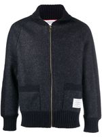 Thom Browne cardigan en maille à patch logo - Bleu