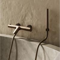 Badkraan SaniClear Antique | Opbouw | Thermostaatkraan | Incl.Handdoucheset | 2-weg | 2-knops | Rond | Verouderd messing