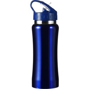 Drinkfles/waterfles Sportbidon - metallic blauw - RVS - Waterflessen - Hoge kwaliteit