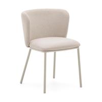 Kave Home Ciselia eetkamerstoel chenille Beige poot beige