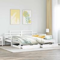 Slaapbank met onderschuifbed/lades zonder matras 90x190 cm wit