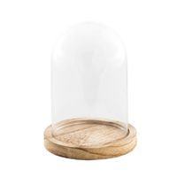 Decoratie stolp - glas - houten plateau - D10 x H13,5 cm - thumbnail