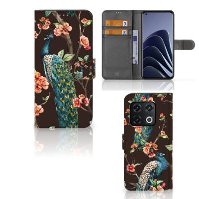 OnePlus 10 Pro | Telefoonhoesje | Met pasjeshouder | Pauw met Bloemen