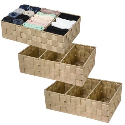 Opbergmanden - 3x - 3 vaks - bruin - ladekast organizer - ondermode