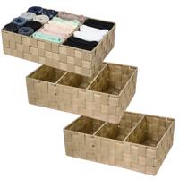 Opbergmanden - 3x - 3 vaks - bruin - ladekast organizer - ondermode