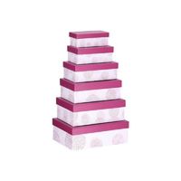 Set van 6x stuks roze gestipte cadeaudoosjes 16,5-28,5 cm rechthoekig - thumbnail