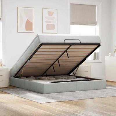 Ottoman bed met matras 180x200cm fluweel lichtgrijs