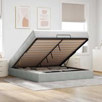 Ottoman bed met matras 180x200cm fluweel lichtgrijs