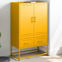 Hoge kast 68x39x111,5 cm staal mosterdgeel