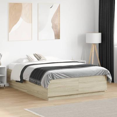 Bedframe bewerkt hout sonoma eikenkleurig 135x190 cm